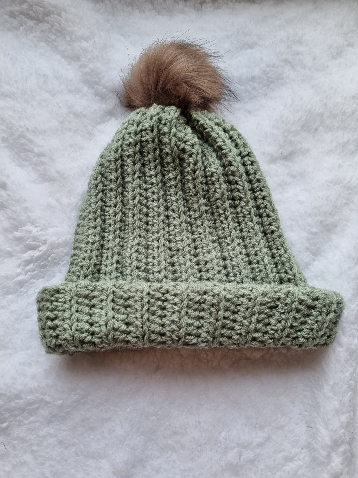 Crocheted green hat