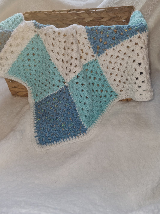 Blue patchwork blanket