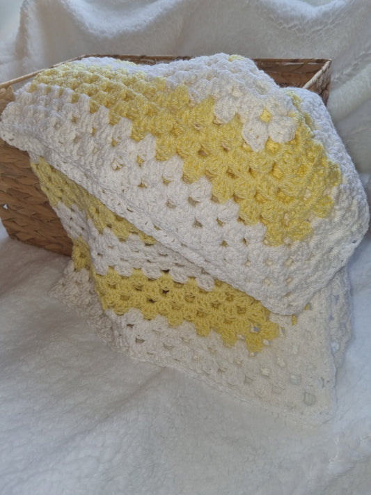 White and yellow granny square